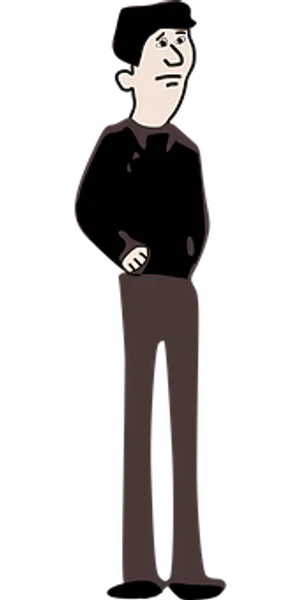 Cartoon Man Standing Black Background