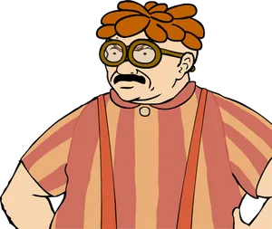 Cartoon Man With Gogglesand Orange Hair PNG image