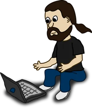 Cartoon Man With Laptop