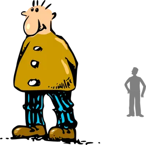 Cartoon Man Yellow Shirt Blue Pants PNG image