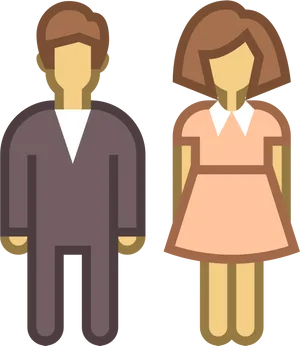 Cartoon Manand Woman Standing PNG image