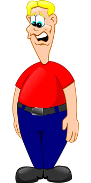 Cartoon Manin Red Shirtand Blue Pants