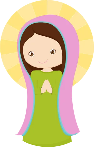Cartoon Maria Praying Illustration.png PNG
