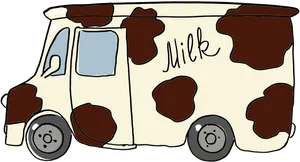 Cartoon Milk Delivery Van PNG