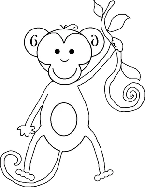 Cartoon Monkey Holding Branch PNG image