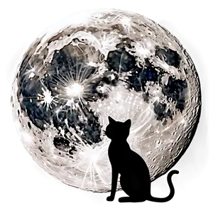 "cartoon Moon And Cat PNG" A