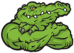 Cartoon Muscular Alligator