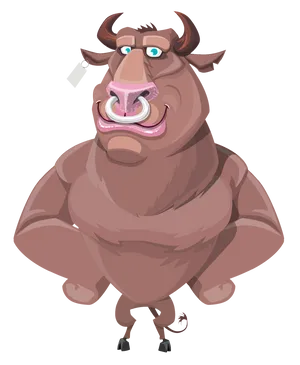 Cartoon Muscular Bull Illustration