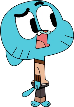 Cartoon Network Blue Character Standing PNG image