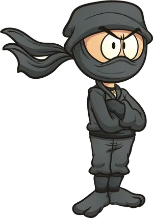 Cartoon Ninja Character Standing PNG