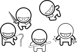 Cartoon Ninja Characters Poses