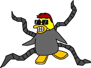 Cartoon Octopuswith Sunglasses PNG