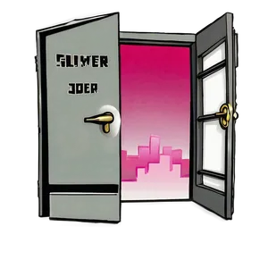 Cartoon Open Door Art PNG 37