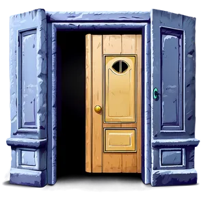 Cartoon Open Door Art PNG 44