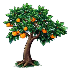 Cartoon Orange Tree Png 06132024 PNG image