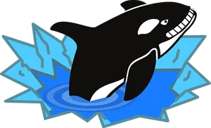 Cartoon Orca Breaking Ice PNG image