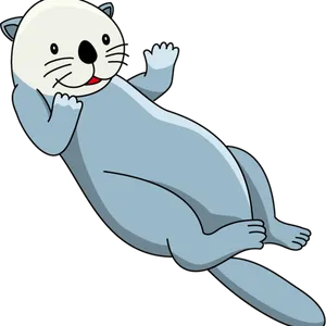 Cartoon Otter Waving PNG image