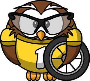 Cartoon Owl Racer Number One PNG image