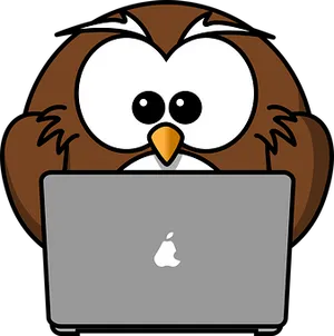 Cartoon Owl Using Laptop PNG image