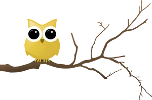 Cartoon Owlon Branch PNG image