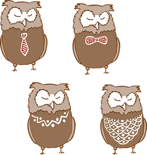 Cartoon Owlsin Different Styles PNG image