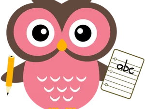Cartoon Owlwith Penciland Note PNG image