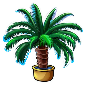 Cartoon Palm Tree In Pot PNG 24 PNG