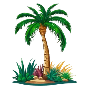 Cartoon Palm Tree Oasis PNG Woq49 PNG