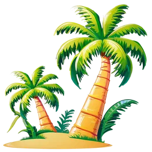 Cartoon Palm Tree Vacation PNG Uxc PNG