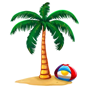 Cartoon Palm Tree With Beach Ball PNG Gvv PNG