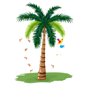 Cartoon Palm Tree With Birds PNG 43