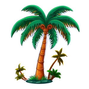 Cartoon Palm Tree With Clouds PNG 06212024 PNG