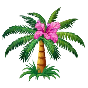 Cartoon Palm Tree With Flowers PNG 53