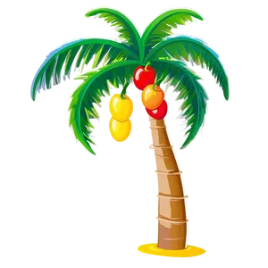 Cartoon Palm Tree With Fruit PNG Amd PNG