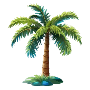 Cartoon Palm Tree With Sun PNG 10