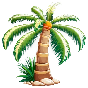 Cartoon Palm Tree With Sun PNG Uyd PNG