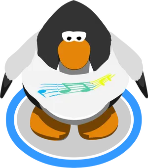 Cartoon Penguin Musical Notes PNG image