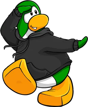 Cartoon_ Penguin_ Saluting PNG