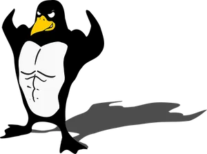 Cartoon Penguin Superhero Shadow