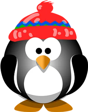 Cartoon Penguin Wearing Colorful Hat