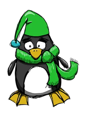 Cartoon Penguin Wearing Winter Clothes