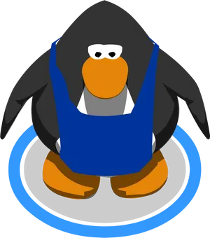 Cartoon Penguinin Blue Apron PNG