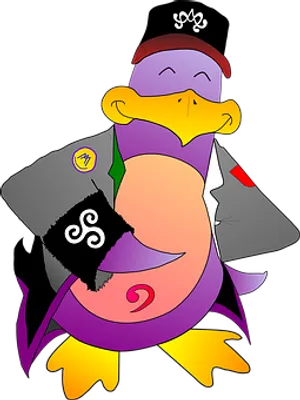 Cartoon Penguinin Suitand Crown