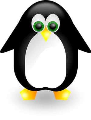 Cartoon Penguinon Black Background