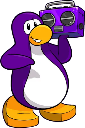 Cartoon Penguinwith Boombox PNG image