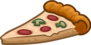 Cartoon Pepperoni Mushroom Pizza Slice PNG image