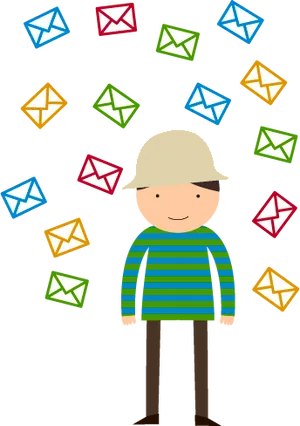 Cartoon Person Surroundedby Emails