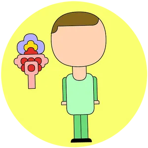 Cartoon Person Thinking About Flowers PNG image