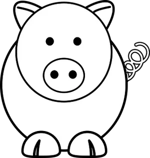 Cartoon Pig Blackand White Vector PNG image