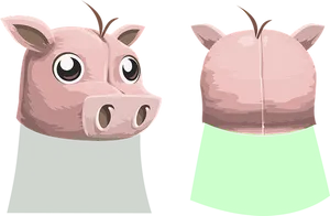 Cartoon Pig Faceand Rear View PNG image